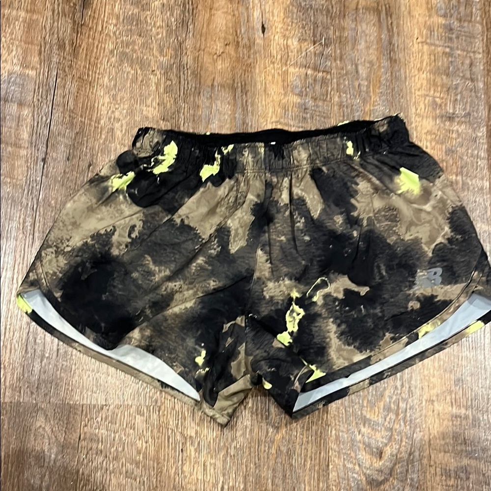 New Balance Women's Black and Yellow Shorts